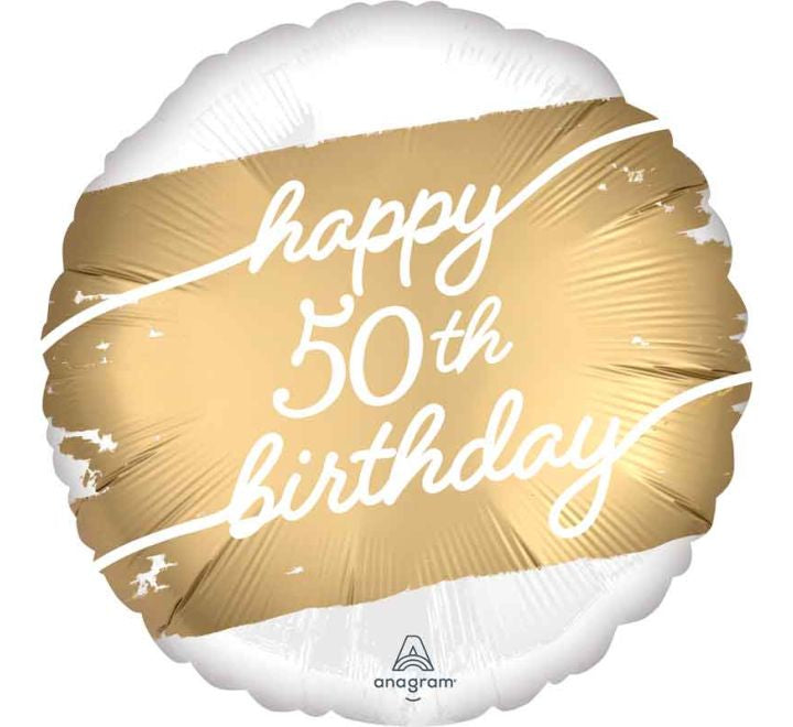 18” Golden Age 50th birthday foil balloon