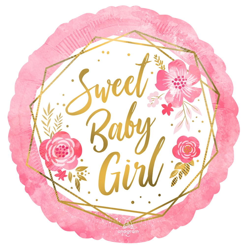 18” Baby Girl Floral Geo Foil Balloon
