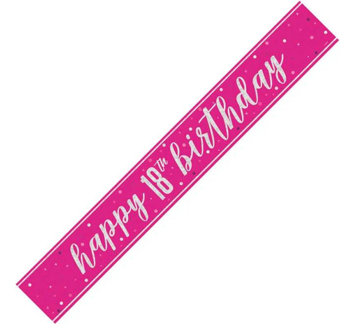 Unique 9ft GLITZ PINK 18TH BIRTHDAY BANNER