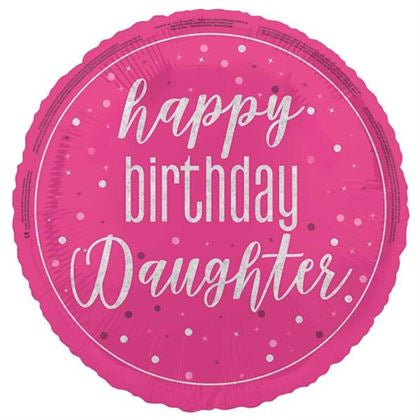 18” happy birthday daughter pink glitz foil balloon