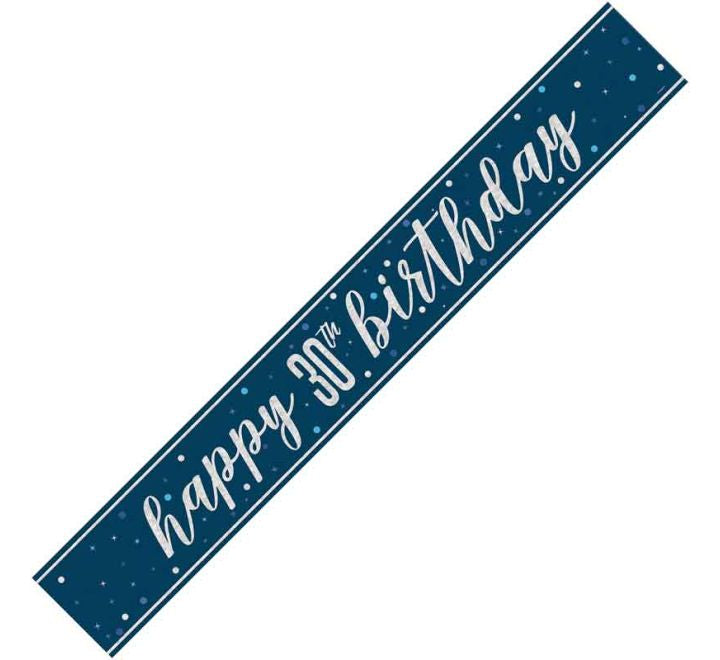 Unique 9ft GLITZ BLUE 30TH BIRTHDAY BANNER