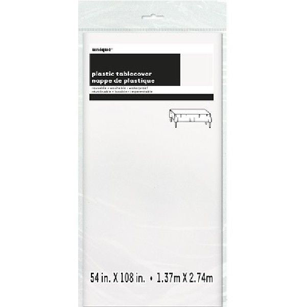 Unique WHITE PLASTIC TABLECOVER (STANDARD PACKAGING)