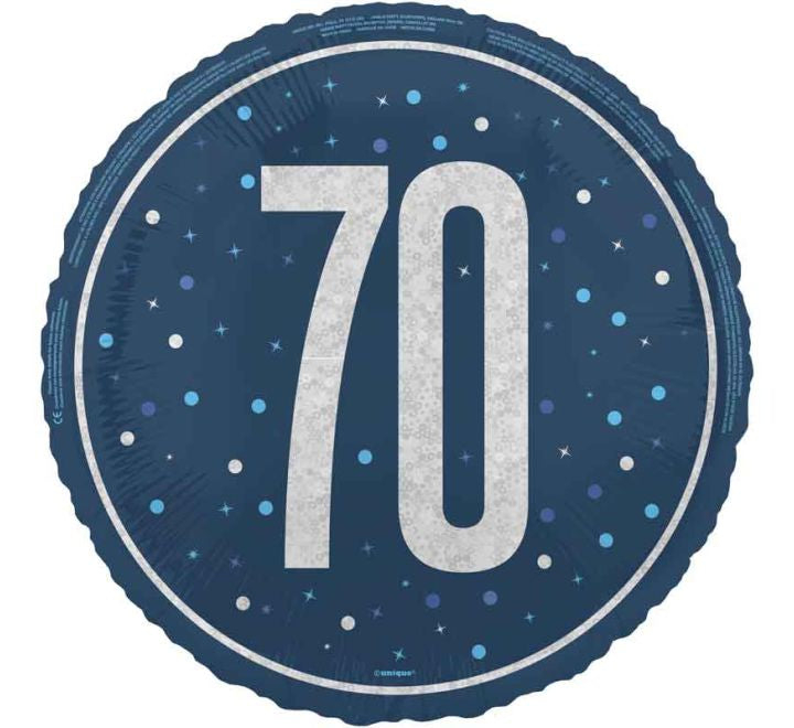 18" Blue glitz Age 70 Foil Balloon