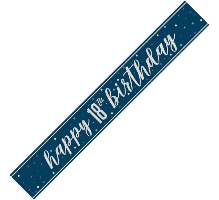Unique 9ft GLITZ BLUE 18TH BIRTHDAY BANNER