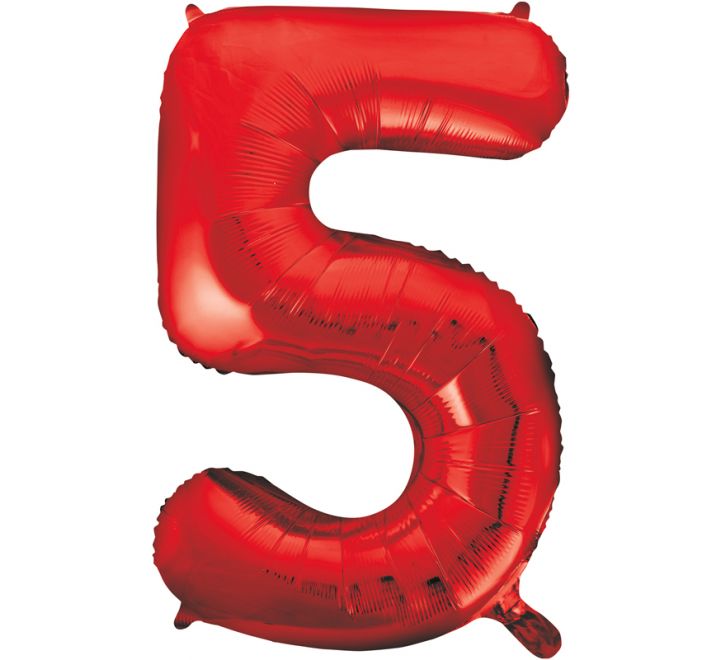 Unique 34” Red 5 foil number
