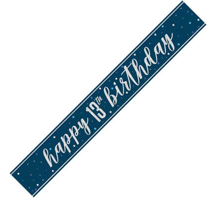 Unique 9ft GLITZ BLUE 13TH BIRTHDAY BANNER