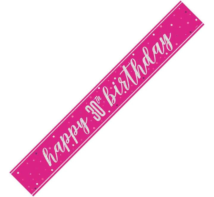 Unique 9ft GLITZ PINK 30TH BIRTHDAY BANNER