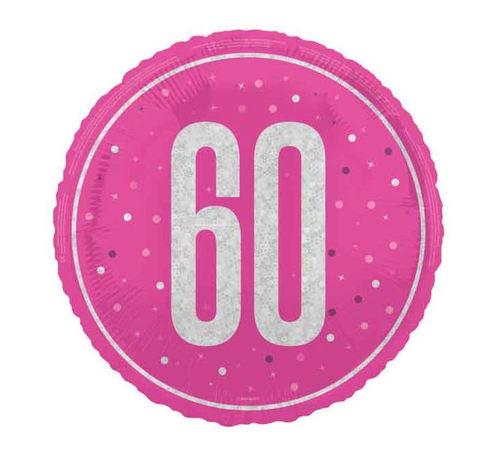 18" pink glitz Age 60 Foil Balloon