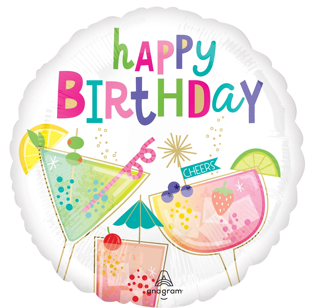 18” Cocktail Surprise Birthday Foil Balloon