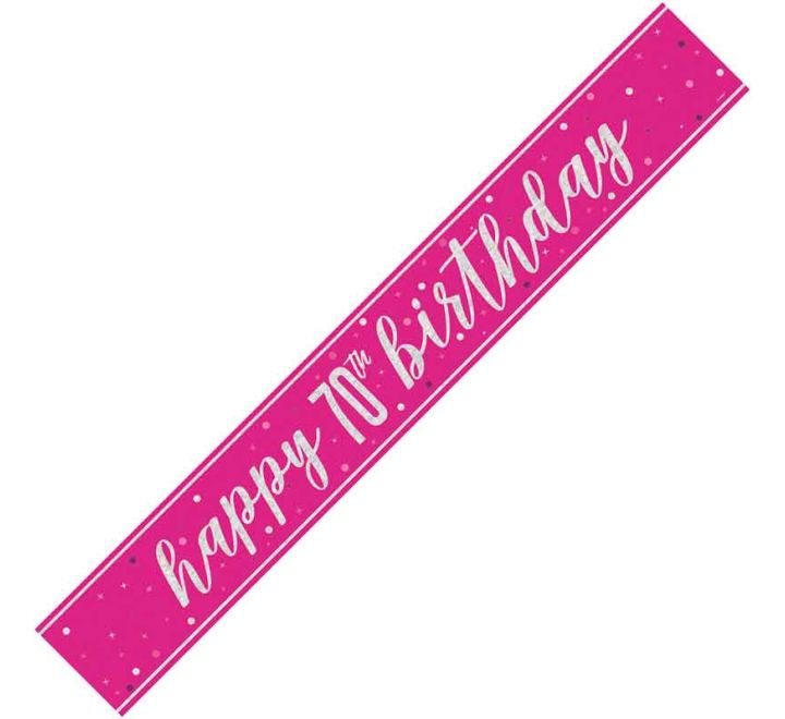 Unique 9ft GLITZ PINK 70TH BIRTHDAY BANNER