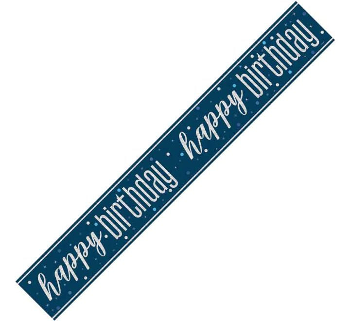 Unique 9ft GLITZ BLUE HAPPY BIRTHDAY BANNER