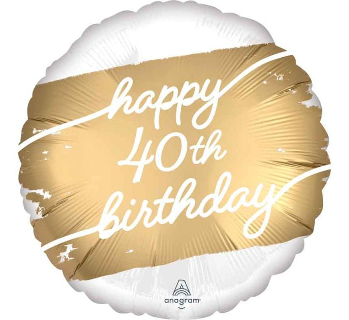 18” Golden Age 40th birthday foil balloon
