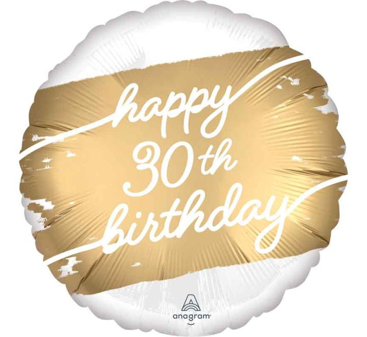 18” Golden Age 30th birthday foil balloon