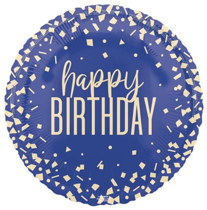 18” confetti navy birthday foil balloon