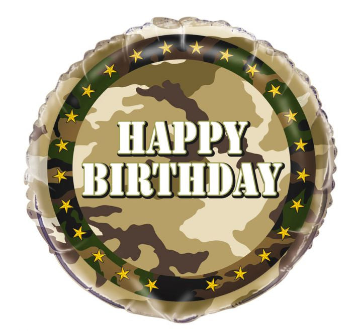 18” Birthday Camouflage Foil Balloon