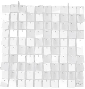 Sequin Wall Panel 30cm x 30cm Metallic White (100 Squares) 36pcs