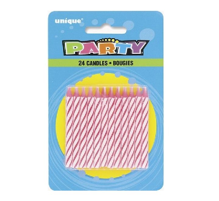(24) PINK SPIRAL CANDLES