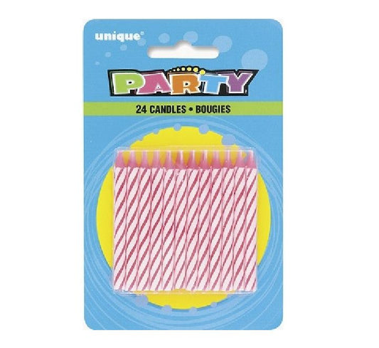 (24) PINK SPIRAL CANDLES