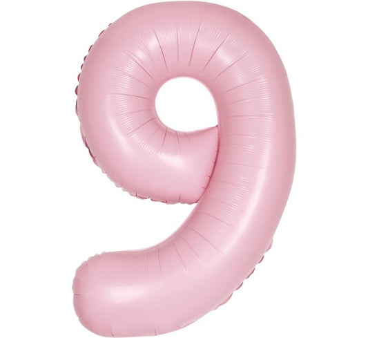 Unique 34” matte lovely pink 9 foil number