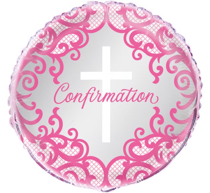 18” comfirmation pink foil balloon