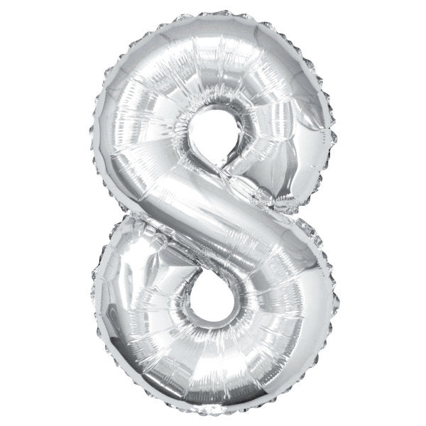 Unique 34” silver 8 foil number