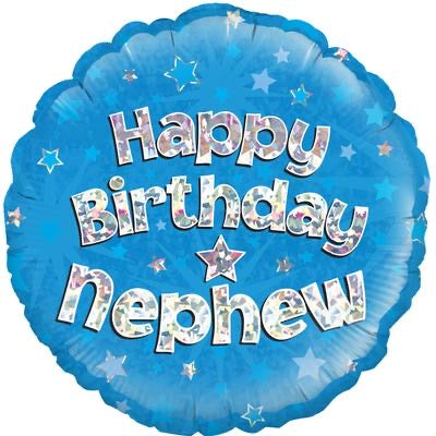 18” happy birthday nephew holographic foil balloon