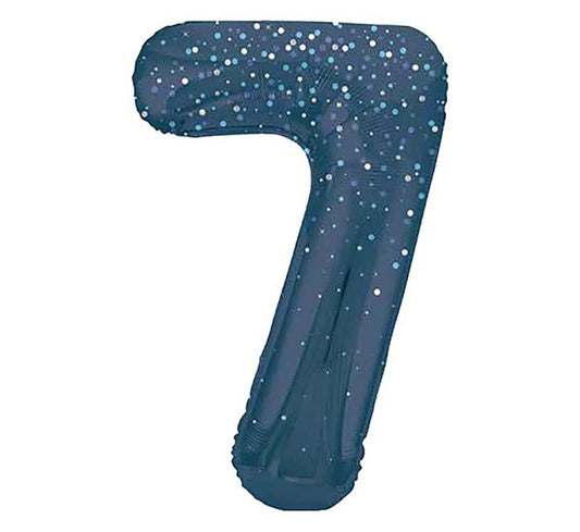 Unique 34” blue glitz 7 foil number