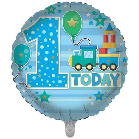 18” male juvenile Age 1 birthday foil balloon