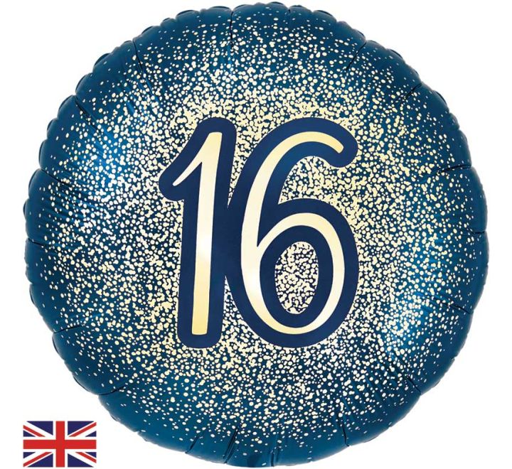 18” happy glitter 16th birthday navy & gold