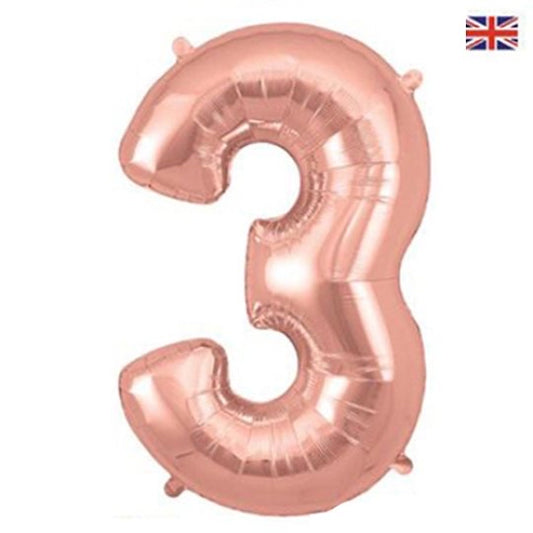 Oaktree 34” rose gold 3 foil number