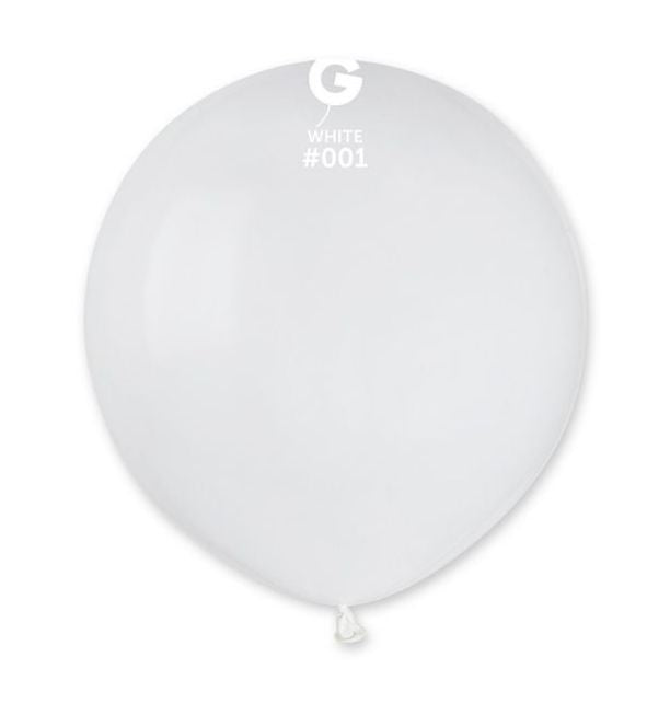 Gemar 19" Pk25 Latex Balloons White #001 - G19.001.25