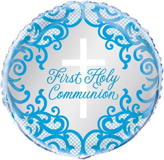 18” holy communion blue foil balloon