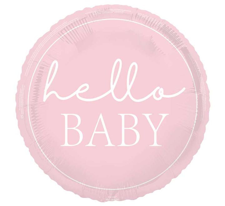 18” hello baby pink foil balloon