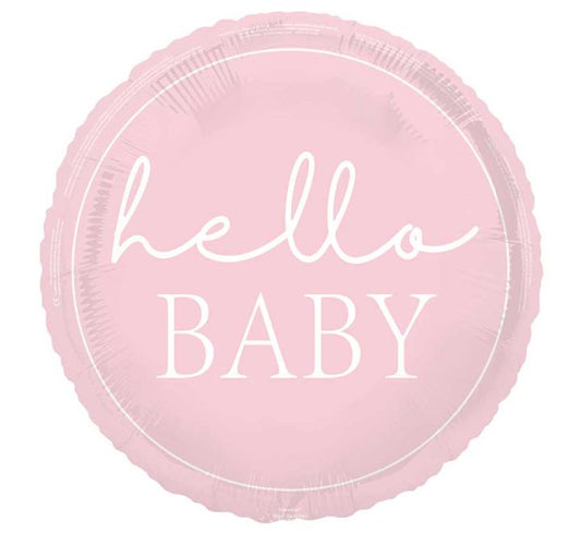 18” hello baby pink foil balloon