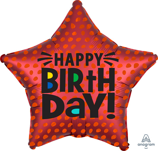 18” Satin Infused Star Birthday Foil Balloon