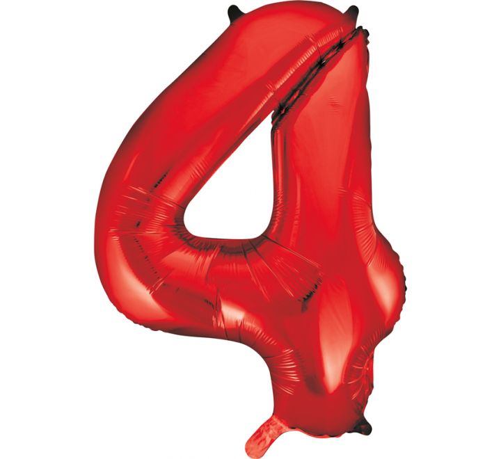 Unique 34” Red 4 foil number