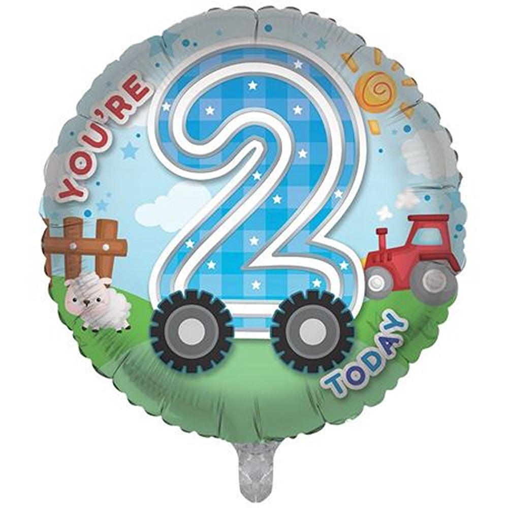 18” male juvenile Age 2 birthday foil balloon