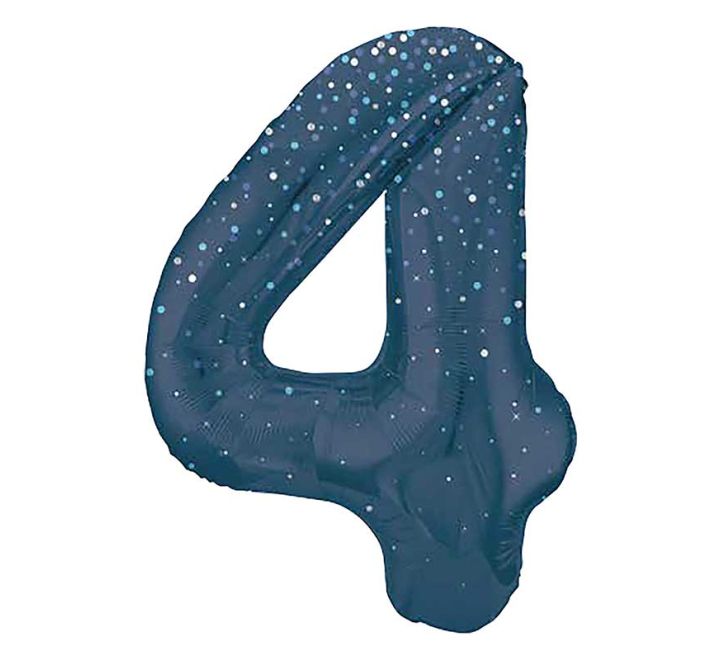 Unique 34” blue glitz 4 foil number