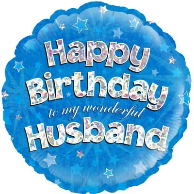 18” happy birthday husband holographic foil balloon