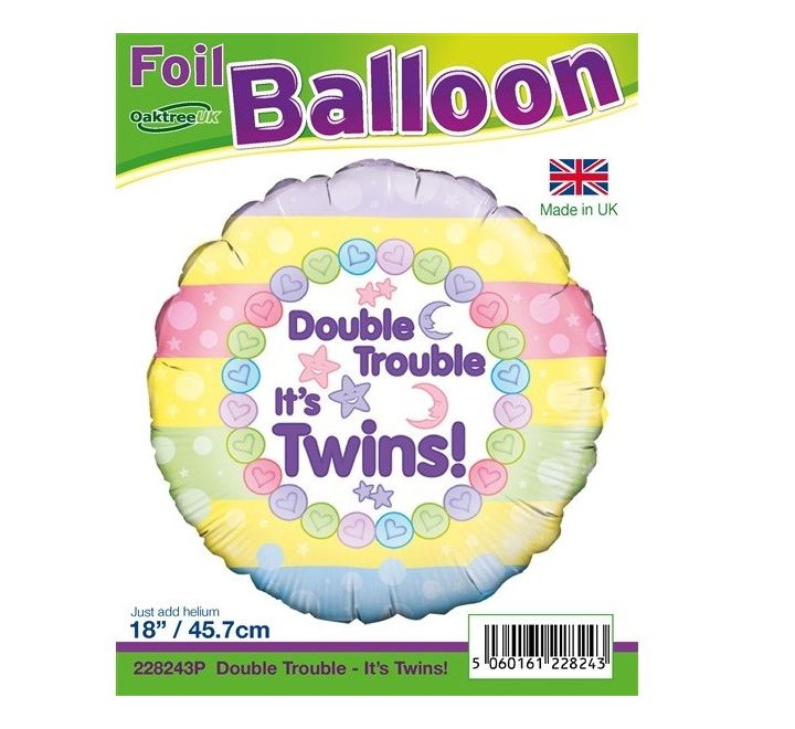 18” twins birth foil balloon