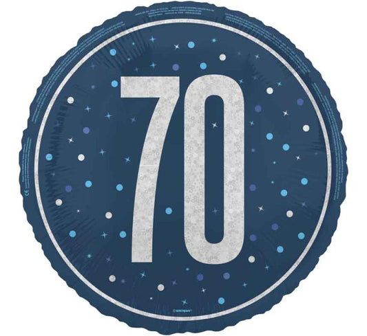 18" Blue glitz Age 70 Foil Balloon