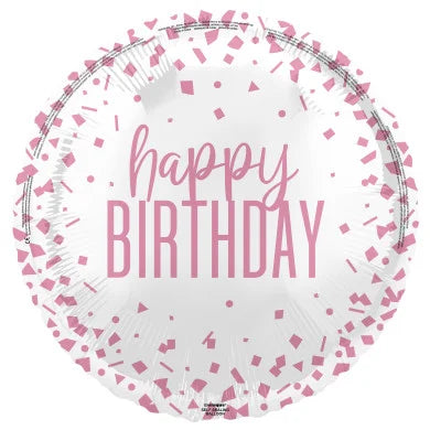 18” Confetti Rose Gold Birthday Foil Balloon