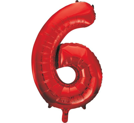 Unique 34” Red 6 foil number