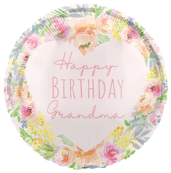 18” happy birthday grandma foil balloon