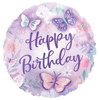 18” Flutters Happy Birthday Foil Balloon