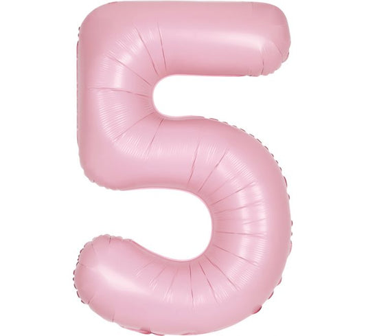 Unique 34” matte lovely pink 5 foil number