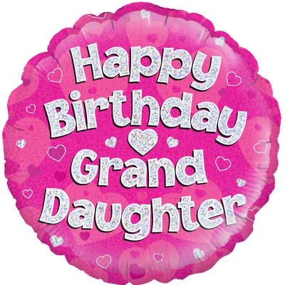 18” happy birthday granddaughter holographic foil balloon