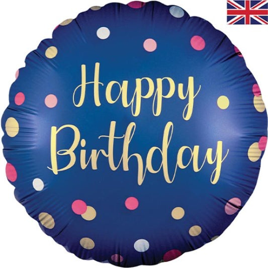 18” polka dot navy birthday