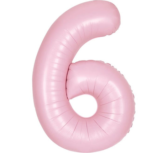 Unique 34” matte lovely pink 6 foil number