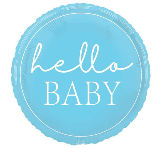18” hello baby blue foil balloon